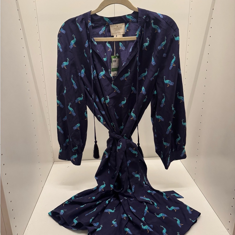Kate Spade Dark Blue Dress with Aqua Bird Design